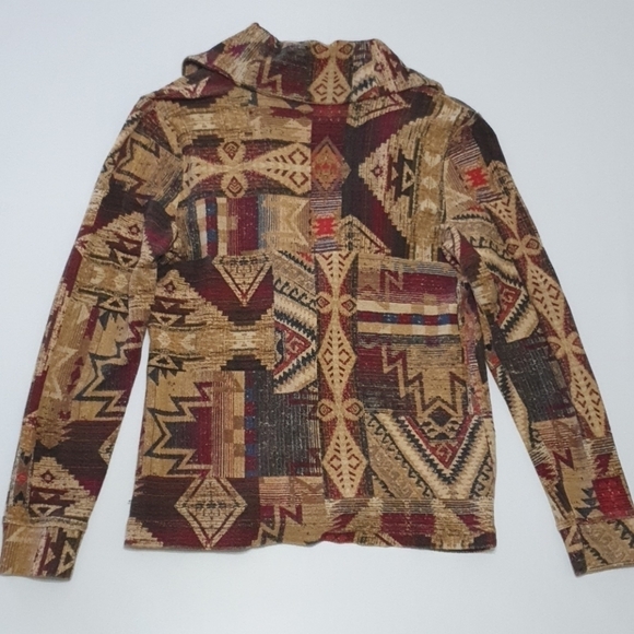 Ralph Lauren Aztec Print Cowl Neck Cotton Jacket - Picture 4 of 9
